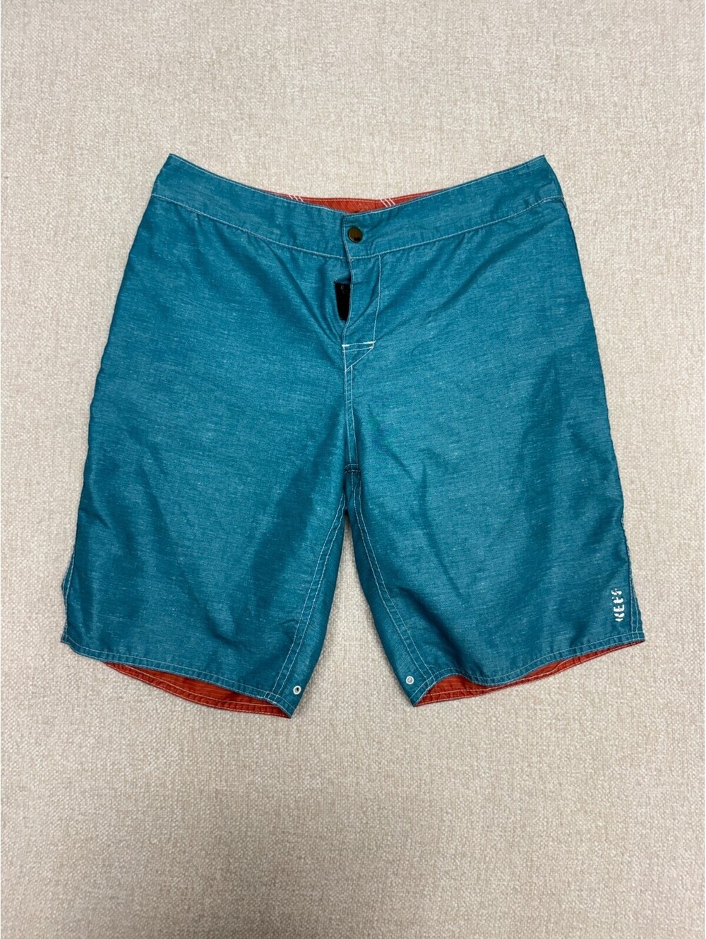 Reef Mens Boardshorts Size 32 Teal Blue Orange Tropical Surf Board Shorts Swim T